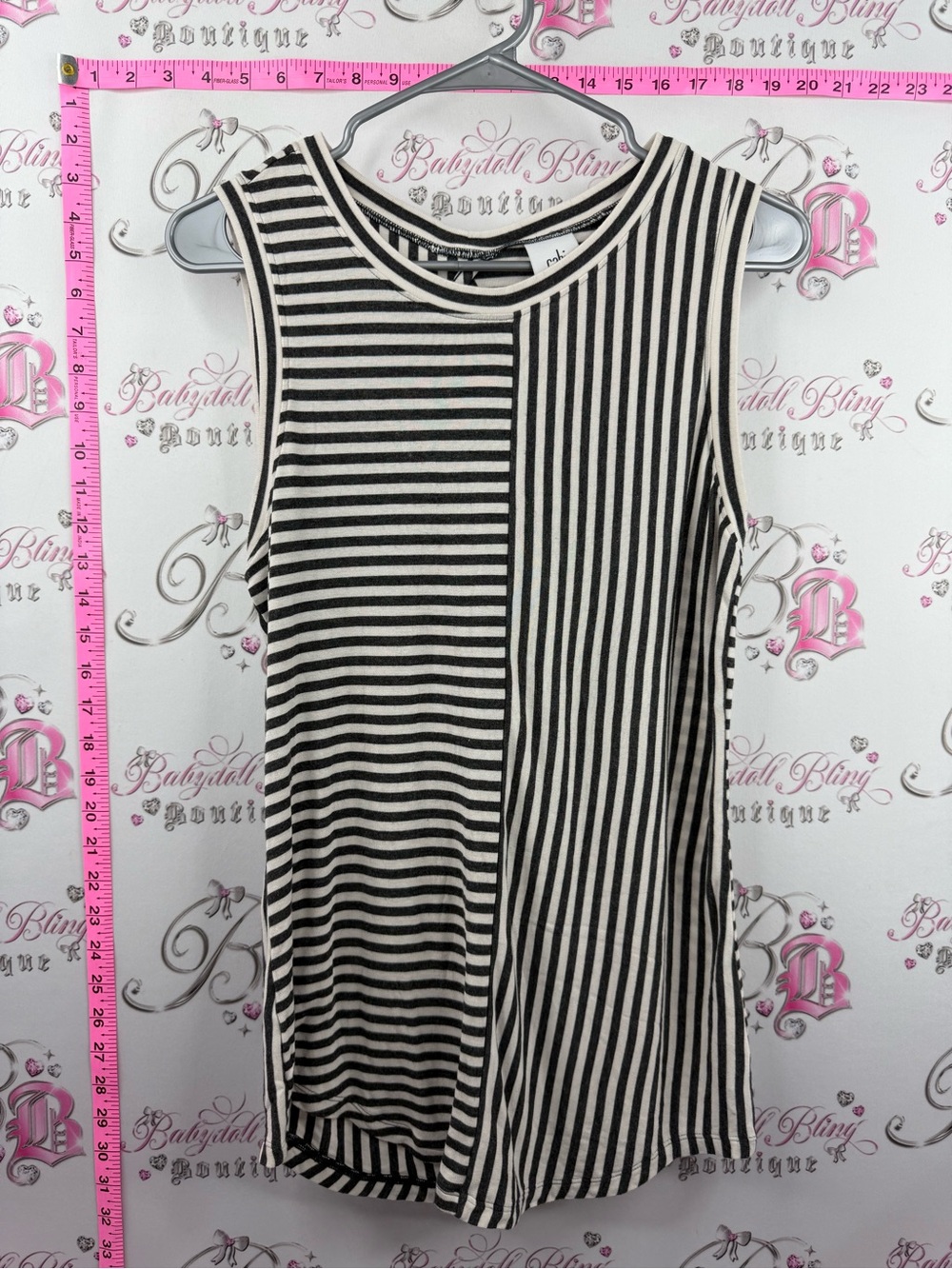 CAbi tank top Black & White Mixed Stripe Sleeveless Tank